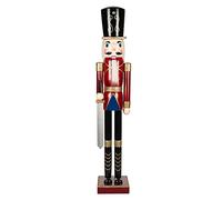 Casse Noisette Noel geant 120 cm Grand XXL Rouge Soldat Casse-Noisette de Noël en Bois Grandeur Nature avec Support Décoration de Noël