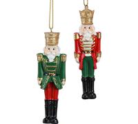 Casse-noisette pendentif décoration de Noël, set de 4, rouge vert or, 10cm
