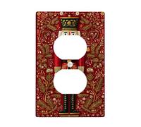 Casse-noisette - Plaques de protection pour interrupteur - Décoration de vacances rouge avec accents dorés - Plaques murales thermoplastiques - Prise duplex simple de taille standard