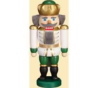 Casse-Noisette Roi Blanc-Vert HxBxT = 20x10x6cm NEUF Noël Seiffen NUTCRACKER
