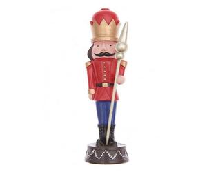 Casse-Noisette Rouge Élégant avec Bâton - Figurine en Polyrésine de 17cm