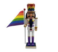 Casse-noisettes décoratif festif : cette figurine combine un design blanc élégant avec un drapeau arc-en-ciel coloré pour créer une impressionnante décoration de Noël de 30 centimètres qui apporte une