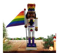 Casse-noisettes décoratif festif : cette figurine combine un design blanc élégant avec un drapeau arc-en-ciel coloré pour créer une impressionnante décoration de Noël de 30 centimètres qui apporte une