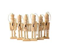 Casse-noisettes festifs, 6 pièces non peintes, décoration de table de Noël avec design artisanal, figurines en bois avec charme classique, accessoire de bureau et d'étagère avec attrait décoratif