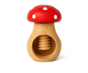 Casse-noix en bois durable en forme de champignon - Casse-noix BAS en bois de hêtre naturel | Rustique, décoratif et sans plastique (rouge)