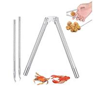 Casse-Noix et Pince à Châtaignes en Métal Lourd - Ouvre Noix, Noisettes, Crabes et Homards - Set avec 2 Piques à Coquillages - Casse-Noix Professionnel et Multi-Usage (argenté)