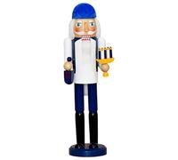 Casse-Noix Figures 14 Pouces en Bois Bleu et Blanc hanoukkah Casse-Noisette décorations de hanoukka pour la décoration de Table fête des faveurs