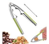 Casse-noix premium, casse-noix, en acier inoxydable avec 1 aiguille à noix, poignée ergonomique, casse-noix en acier inoxydable, universel pour toutes les noix, parfait pour la saison de Noël, vert