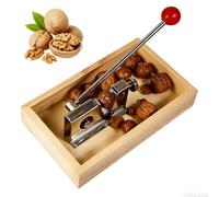 Casse-noix robuste pour noix de pécan, noix et macadamia | Casse-noix en acier inoxydable avec base en bois et plateau de collecte | Casse-noisette réglable pour toutes les coques dures