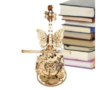 Casse-Tête 3D Boîte À Musique Violoncelle | Jeu de Construction en Bois Musical à Monter,Kit de Construction Artisanal Décoré d'Ailes de Papillon pour et Filles