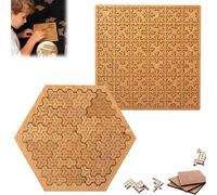 Casse-tête à plateau fractal, casse-tête en bois dur et difficile pour adultes, puzzle éducatif en bois pour adultes, portable, impossible de penser inverse, sans image (2 pièces-C)