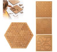 Casse-tête à plateau fractal, puzzle en bois dur et difficile pour adultes, design unique de forme irrégulière, sans image (E-4 pièces)