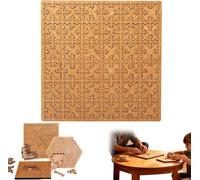 Casse-tête à plateau fractal, puzzle en bois dur et difficile pour adultes, plateau en bois, design unique de forme irrégulière, sans image (C)