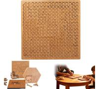 Casse-tête à plateau fractal, puzzle en bois dur et difficile pour adultes, plateau en bois, design unique de forme irrégulière, sans image (D)