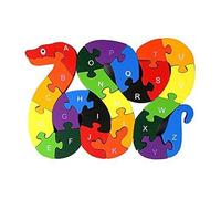Casse-tête Alphabet en Bois | Jouet De Bloc De Lettres Et De Chiffres De Serpent Torsadé en Bois - Animal Jigsaw Puzzle Éducatifs De Blocs De Construction Assemblés pour enf-Ants