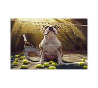 Casse-tête amusant de 1 000 pièces pour adultes - Puzzles en bois pour sports de tennis, chiot - Décoration amusante pour animaux de compagnie pour divertissement à domicile