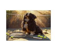 Casse-tête amusant de Terre-Neuve pour adultes - 300 pièces - Puzzles en bois pour sports de tennis, chiot - Décoration amusante pour le divertissement à domicile