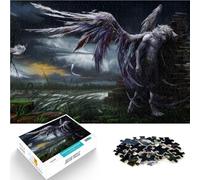 Casse-tête Ange Loup Triste Puzzle pour Adultes 1000 pièces 50x75cm Activités Amusantes à la Maison, Cadeaux d'anniversaire, Cadeaux de Voyage,