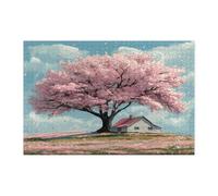 Casse-tête aquarelle de printemps en fleurs de cerisier pour adultes de 1000 pièces, puzzles en bois paysages de ferme, décorations imprimées de paysage naturel pour fête de divertissement