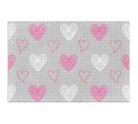 Casse-tête blanc rose cœurs gris pour adultes - Puzzle de 1 000 pièces - Éléphant blanc amusant - Cadeaux uniques - Peinture d'art floral - 75 x 50 cm