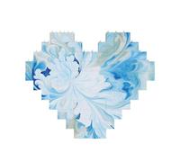 Casse-tête bleu et blanc en forme de cœur pour adultes - Micro blocs de construction 3D pour décoration d'intérieur