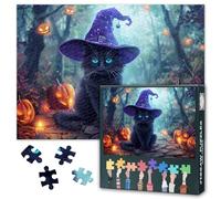 Casse-tête chat noir pour adultes de 1000 pièces, puzzle familial difficile et difficile, 69,5 x 50,7 cm, citrouille d'Halloween, jeu de puzzle pour décoration de la maison, cadeau (série animaux)