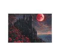 Casse-tête château gothique rose rouge pour adultes - Casse-tête amusant et parfait - Art mural amusant - Jeux de cerveau amusants - Cadeaux pour papa, maman - Casse-tête pour adultes - 500 pièces