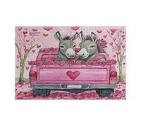 Casse-tête d'âne de la Saint-Valentin pour adultes de 1000 pièces, puzzle en bois pour couple d'animaux de ferme, décoration imprimée pour les amateurs de camions pour le divertissement créatif