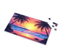 Casse-tête de 100 pièces pour enfants, coucher de soleil, plage avec palmiers, puzzles pour adultes 750 pièces pour adultes (300 pièces)