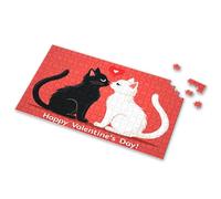 Casse-tête de 100 pièces pour enfants - Deux chats s'embrassant avec un cœur au-dessus d'eux - Cadeau pour garçon de 4 ans - Puzzle de 100 pièces pour enfants (1000 pièces)