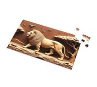 Casse-tête de 100 pièces pour enfants Sculpture de lion doré dans le paysage africain - Puzzle de 1 000 pièces pour filles (300 pièces)