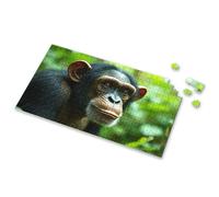 Casse-tête de 100 pièces pour enfants : un chimpanzé aux yeux expressifs sur un fond vert luxuriant - Casse-tête pour adultes - 750 pièces pour adultes (300 pièces)