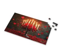 Casse-tête de 100 pièces pour enfants - Une scène romantique avec des roses rouges, des bougies et des décorations en forme de cœur - Puzzle de 750 pièces pour adultes (300 pièces)
