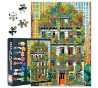 Casse-tête de 1000 pièces pour adultes - Bâtiment contemporain à plusieurs étages avec verdure luxuriante de balcon, puzzle de 1 000 pièces pour adultes, art du jardin vertical urbain (69,8 x 50 cm)