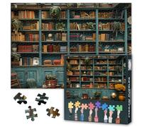Casse-tête de 1000 pièces pour adultes, bibliothèque bleue remplie de nombreux livres, puzzle défi impossible, cadeau impossible pour les amateurs de livres, 50 x 69,8 cm