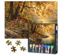 Casse-tête de 1000 pièces pour adultes - Cerf buvant au bord du lac serein avec des eaux tranquilles, puzzle de qualité supérieure de 1000 pièces, puzzle de la nature sauvage le plus cool pour adultes