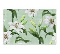 Casse-tête de 1000 pièces pour adultes peints en blanc vert sauge - Puzzle amusant et cool pour adultes - Peinture d'art floral, 75 x 50 cm