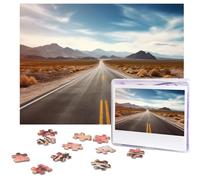 Casse-tête de 500 pièces - Paysage du désert - Autoroute - Puzzle photo personnalisé pour adultes - Puzzle en bois classique pour famille, mariage, anniversaire, Saint-Valentin