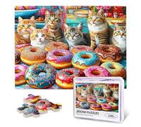 Casse-tête de 500 pièces pour adultes - Puzzle coloré en forme de beignets pour adultes - Puzzle stimulant pour adultes - Décoration d'intérieur parfaite - Cadeau de fête d'anniversaire pour hommes