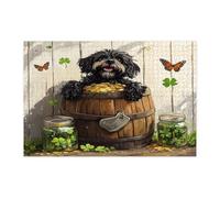 Casse-tête de chien d'eau portugais de 1 000 pièces pour adultes - Puzzles rustiques et amusants en bois imprimés - Motif animaux de compagnie de ferme pour divertissement à domicile