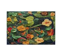 Casse-tête de fleur de capucine printanière pour adultes, 300 pièces, puzzle imprimé floral de style quillet, décorations esthétiques cool pour fête