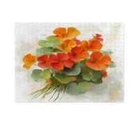 Casse-tête de fleur de capucine printanière pour adultes, 500 pièces, puzzle en bois à motif botanique pour la maison