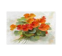 Casse-tête de fleur de capucine printanière pour adultes de 1 000 pièces, puzzle en bois à motif botanique pour la maison