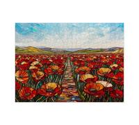 Casse-tête de fleur de coquelicot printanier pour adultes de 500 pièces, puzzle en bois paysage floral, motif paysage naturel, décoration pour la maison