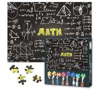 Casse-tête de mathématiques de 1 000 pièces pour adultes, casse-tête stimulant, noir et blanc, cadeau pour décoration murale de salon, amusant à assembler (50,5 x 70,5 cm)