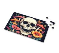 Casse-tête de mort de 100 pièces pour enfants entouré de fleurs vives et de champignons pour adultes 750 pièces pour adultes (300 pièces)