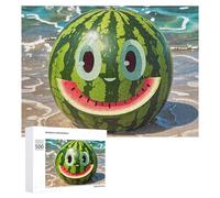 Casse-tête de pastèque avec bonheur de 500 pièces pour adultes - Puzzles stimulants pour entraînement cognitif - Puzzle de forme unique - Cadeau relaxant - Décoration murale d'intérieur