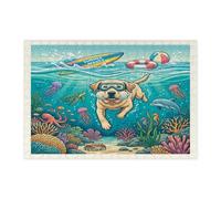 Casse-tête de plongée en bois pour adultes, 300 pièces, motif océan, labrador retriever, décoration sous-marine pour divertissement à la maison