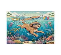 Casse-tête de plongée en bois pour adultes - 300 pièces - Puzzle d'été en bois côtier - Décorations sous-marines pour divertissement à domicile