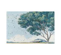 Casse-tête de printemps aquarelle eucalyptus pour adultes de 1 000 pièces, puzzles en bois paysages de ferme, décorations imprimées de paysage naturel pour fête de divertissement